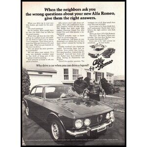 1974 Alfa Romeo GTV Coupe Vintage Print Ad Suburban House Neighbors Wall Art